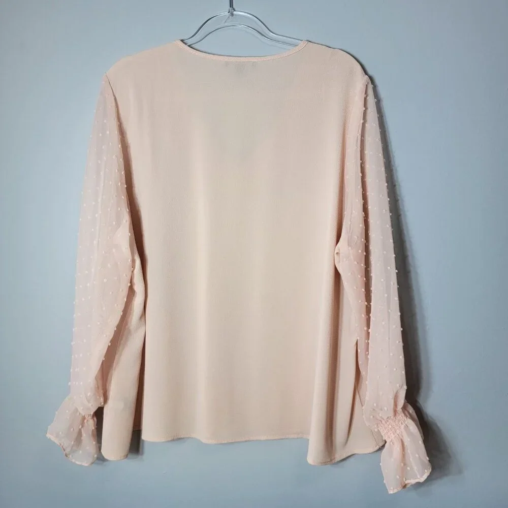 Lane Bryant Pink Top Plus Size‎ 20 Sheer Bubble Sleeve Pullover Lightweight